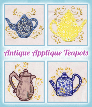 Antique Applique Teapots