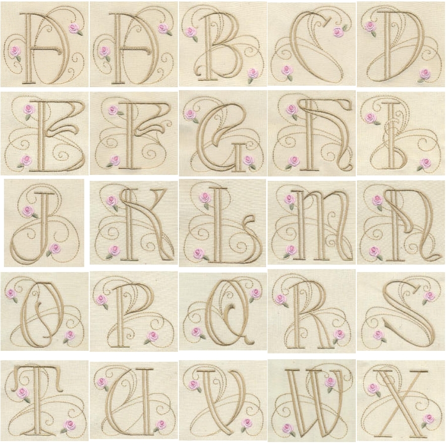 Bullion Rose Quilt Monograms 