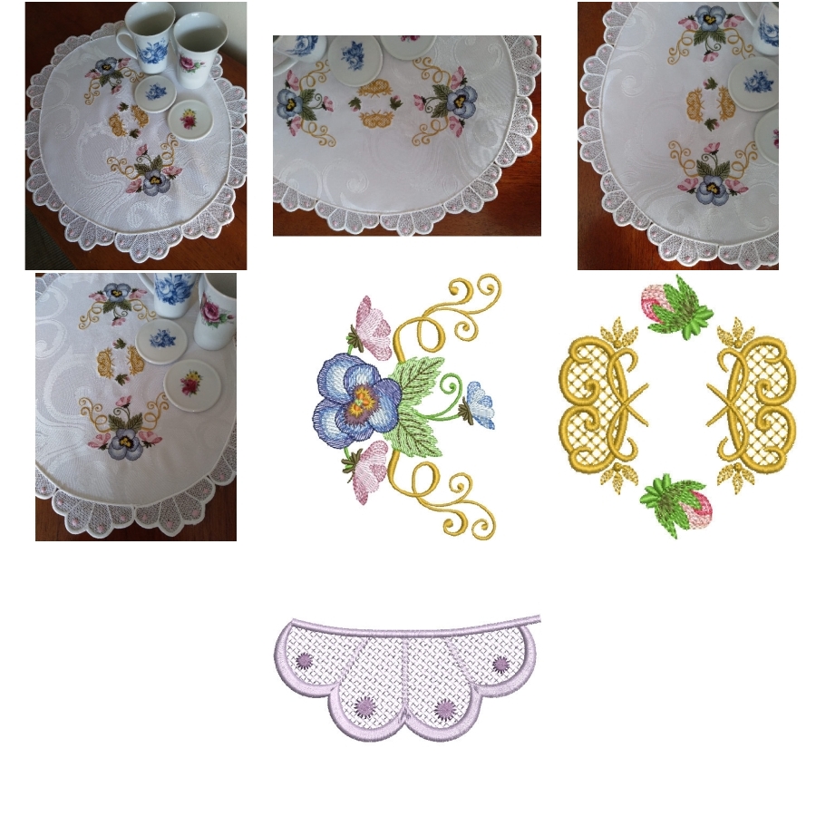 PANSY AND LACE TEA CLOTH