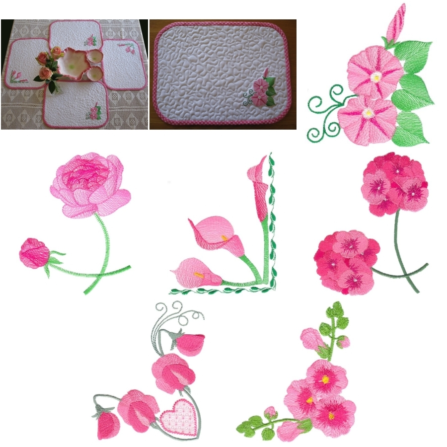 Aljay Mini Set 6 Floral Corners with Table Mats 