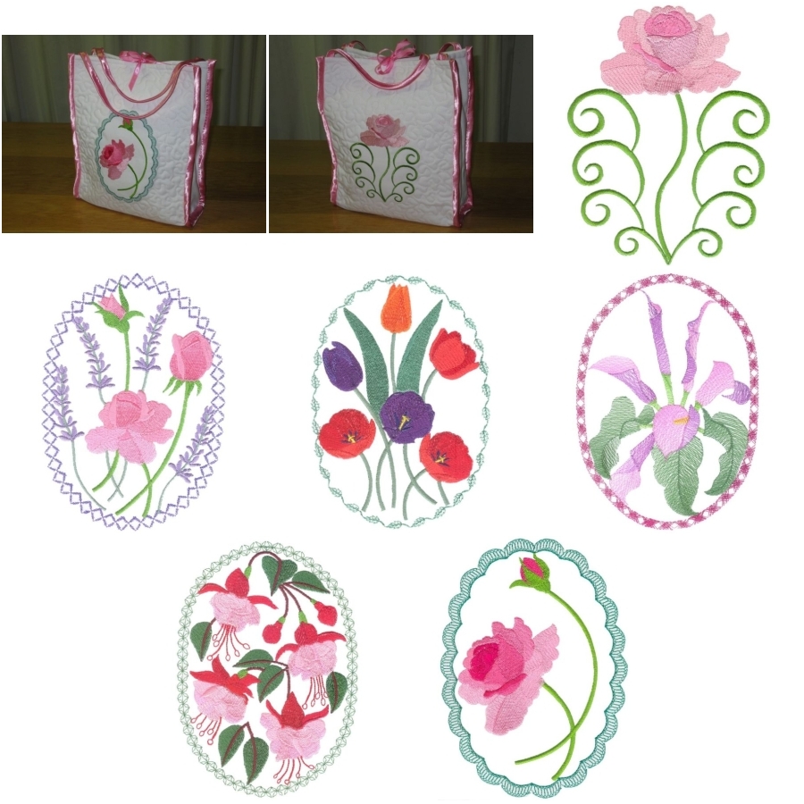 Aljay Mini Set 9 Floral Cameos with Gift Bag 
