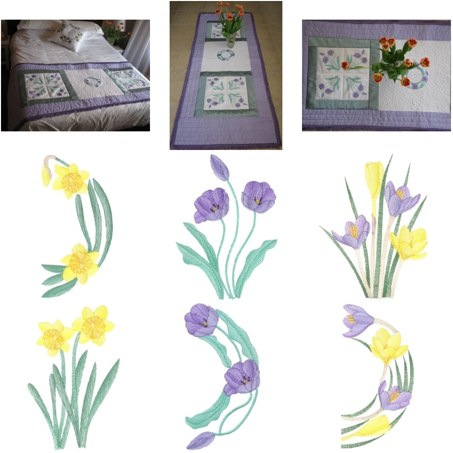 Aljay Mini Set 11 Spring Flowers with Quilted Throw 