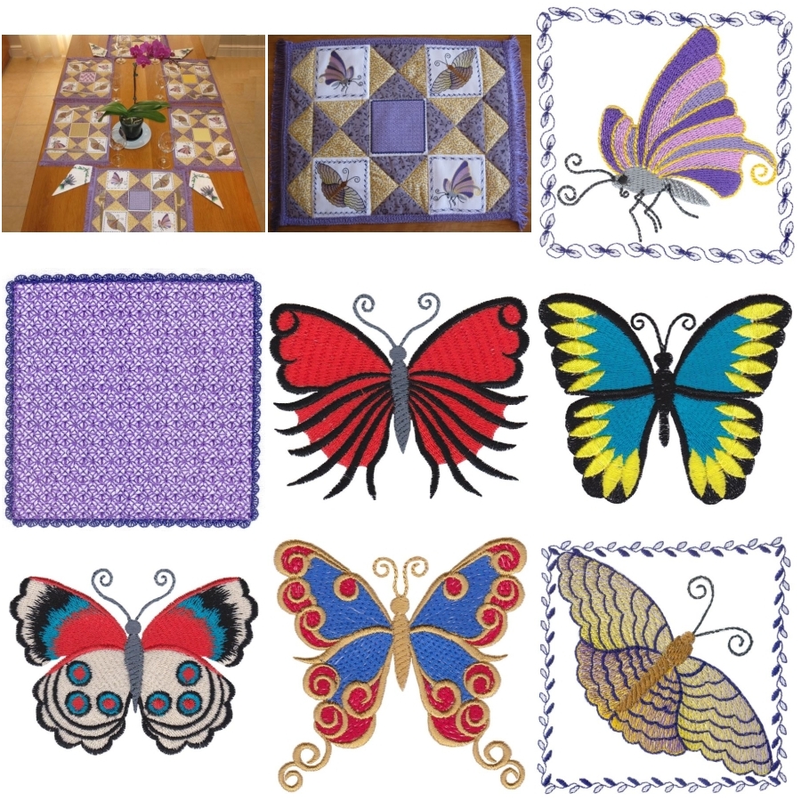 Aljay Mini Set Butterfly Patchwork Placemats 