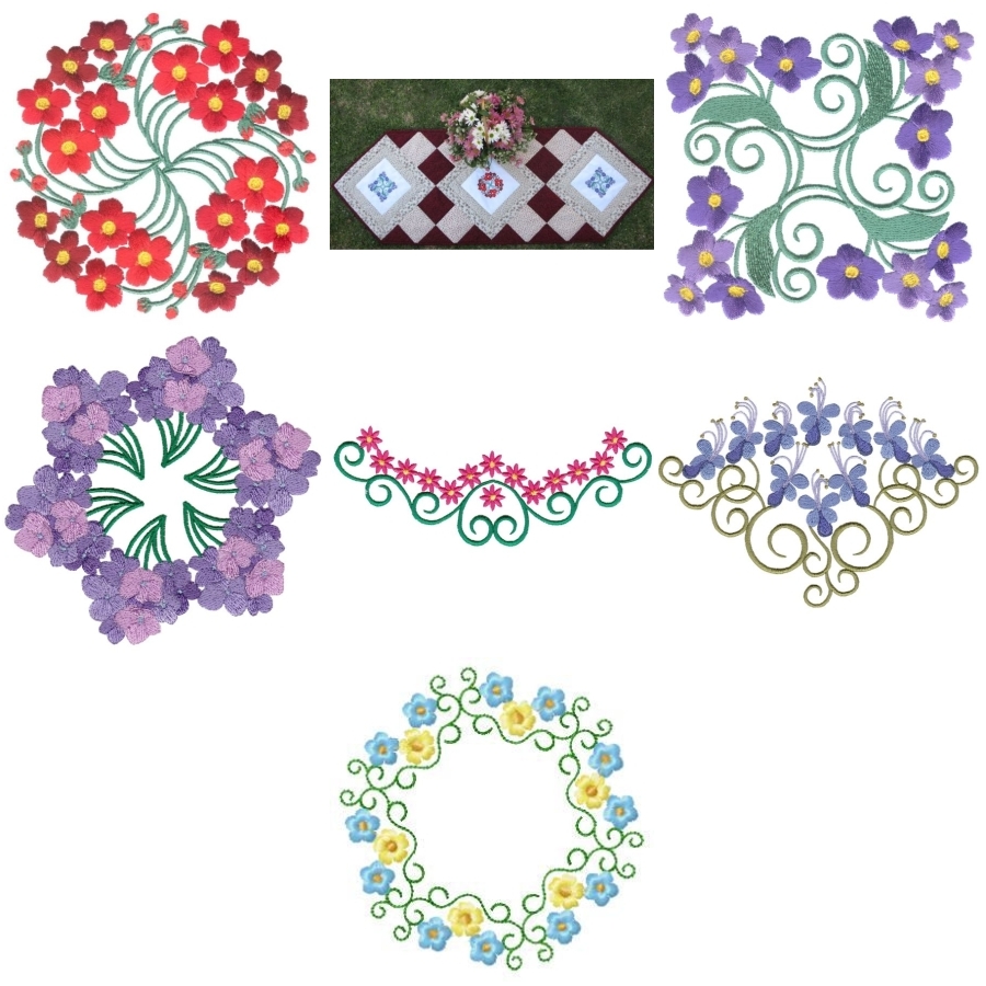 Aljay Mini Set 15 Little Flowers with Quilted Table Runner 