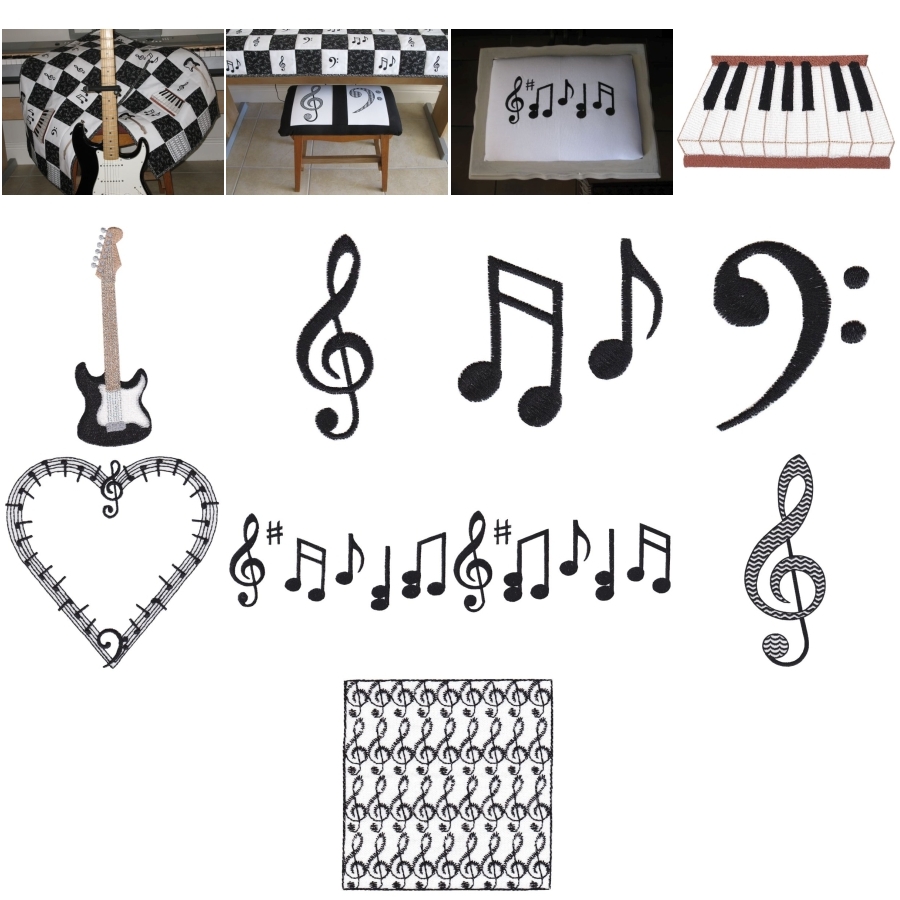 Aljay Mini Set 17 Notable Music with Quilted Musical Runner 