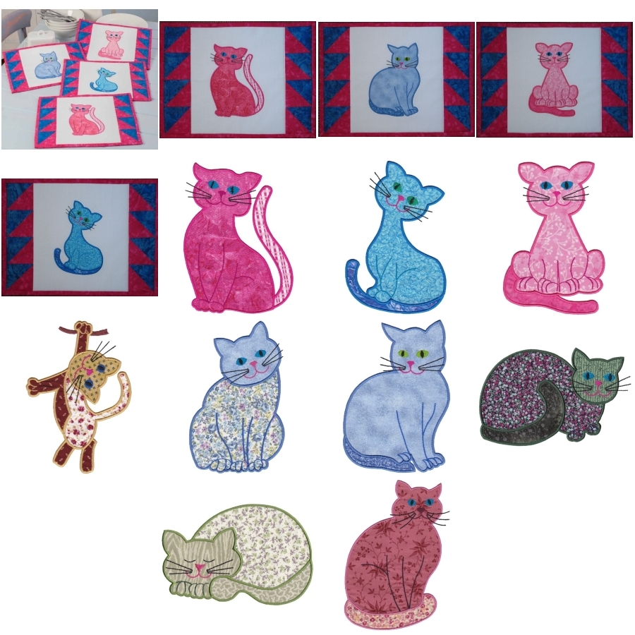 Contented Cats Applique Set 1 Large