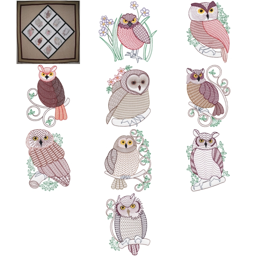 Patterned Owls Set 1 Large 