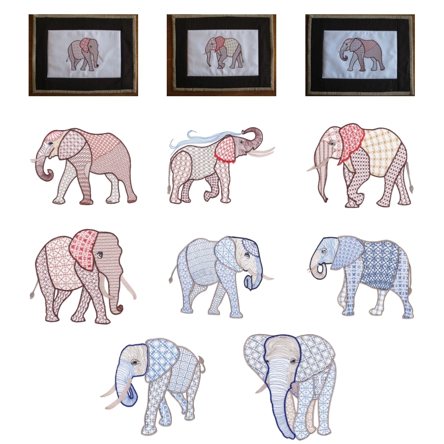 Fanciful Elephants Set 1 Large 