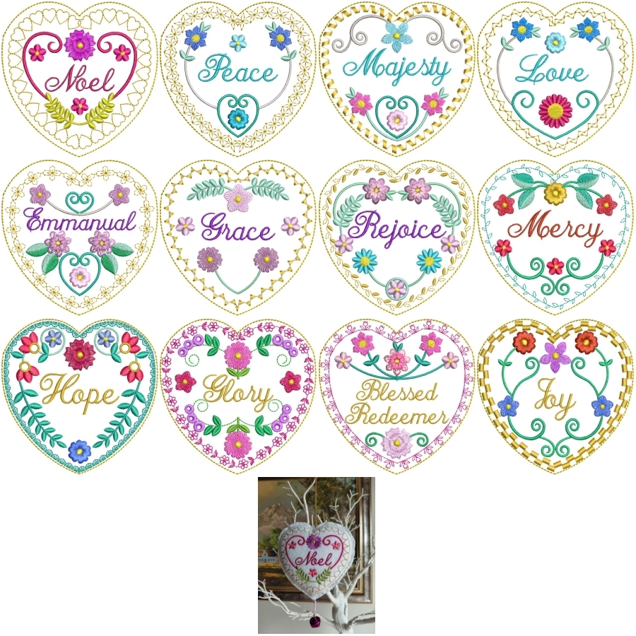Christmas Puffy Hearts Set 1 Small