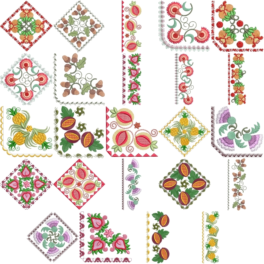 Crewel Fruit Salad and Bouquets Large
