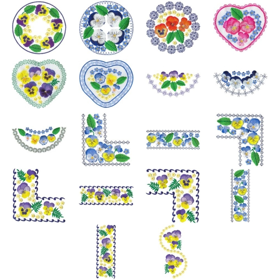 Pretty Pansies Sets 1 and 2 Large