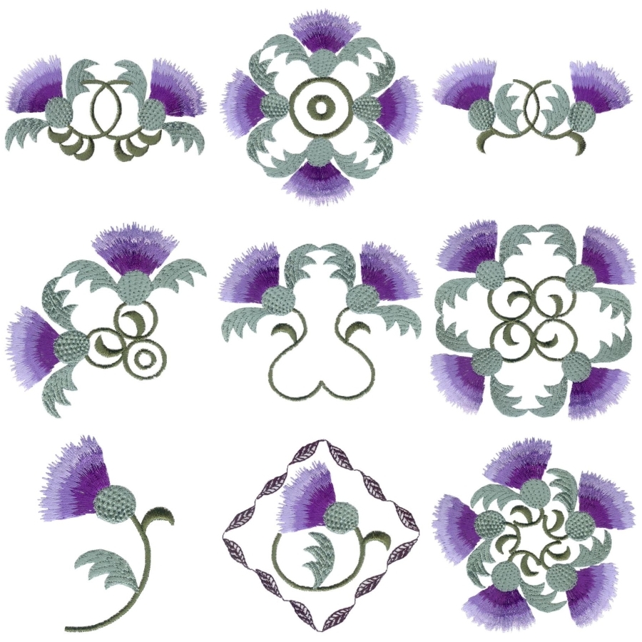 Crewel Thistles Set 1 Small