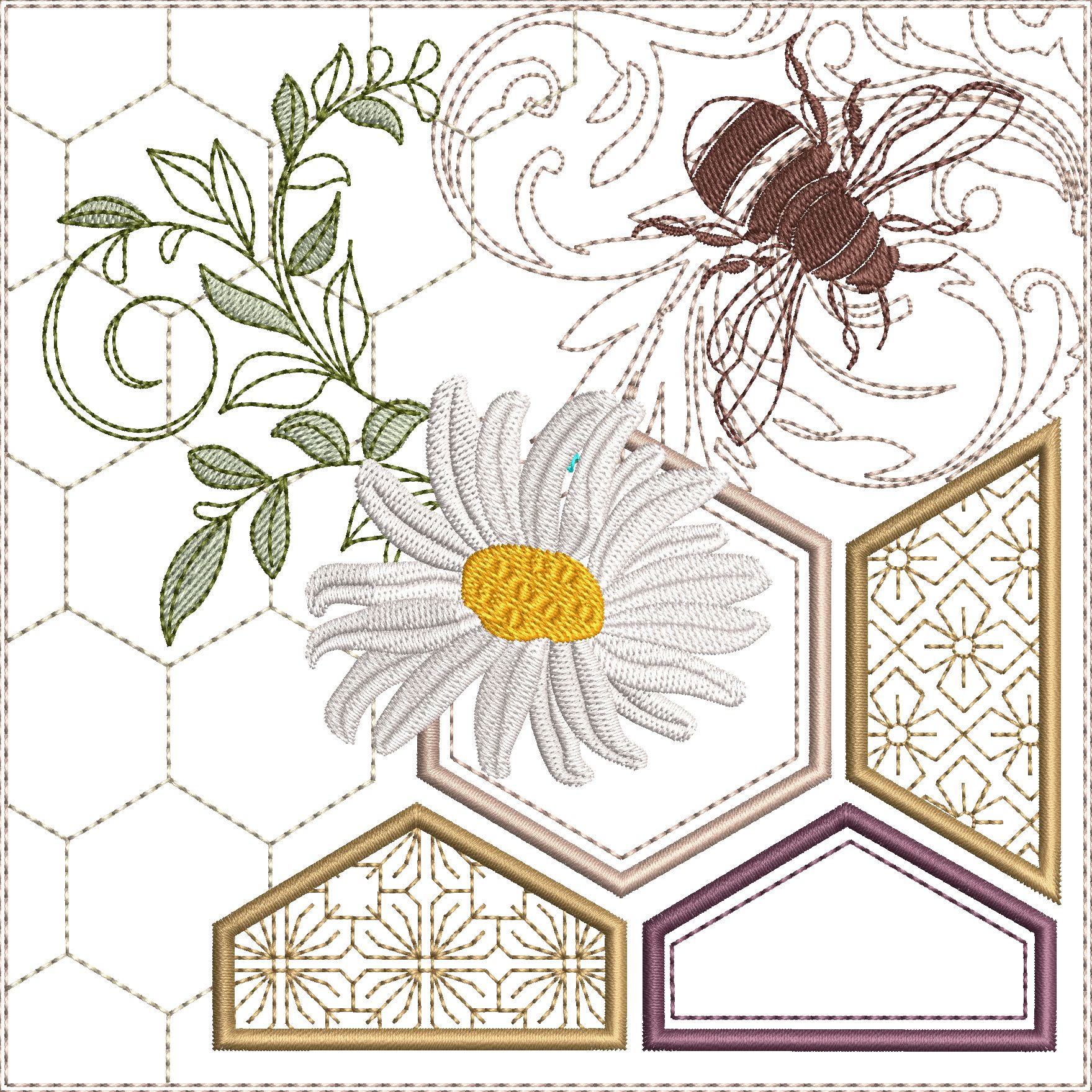 Honey Bee Quilt Blocks 6x6-4