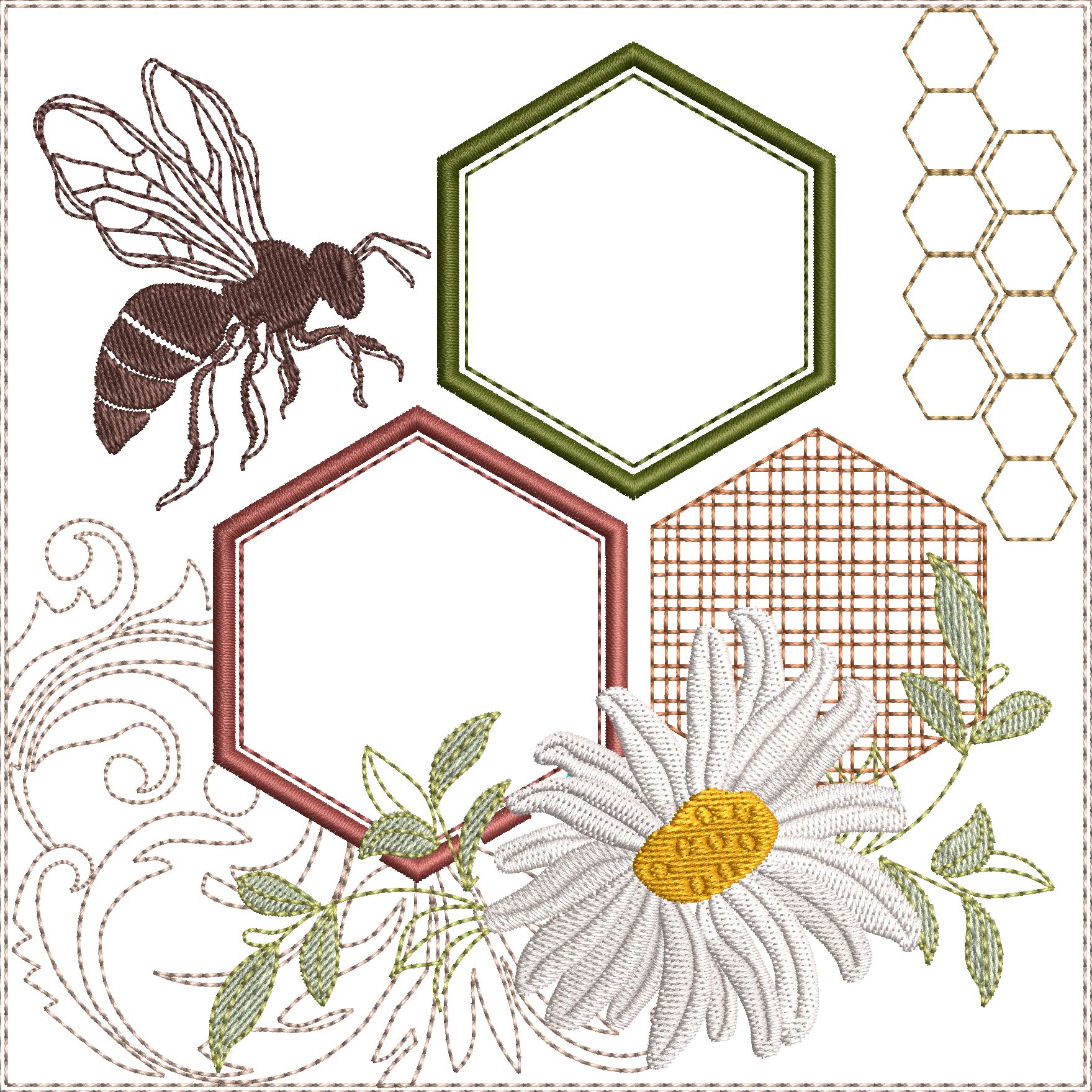 Honey Bee Quilt Blocks 6x6-5