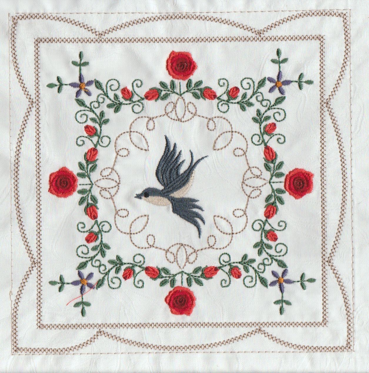 Bluebirds and Roses Quilt Blocks 8x8-3