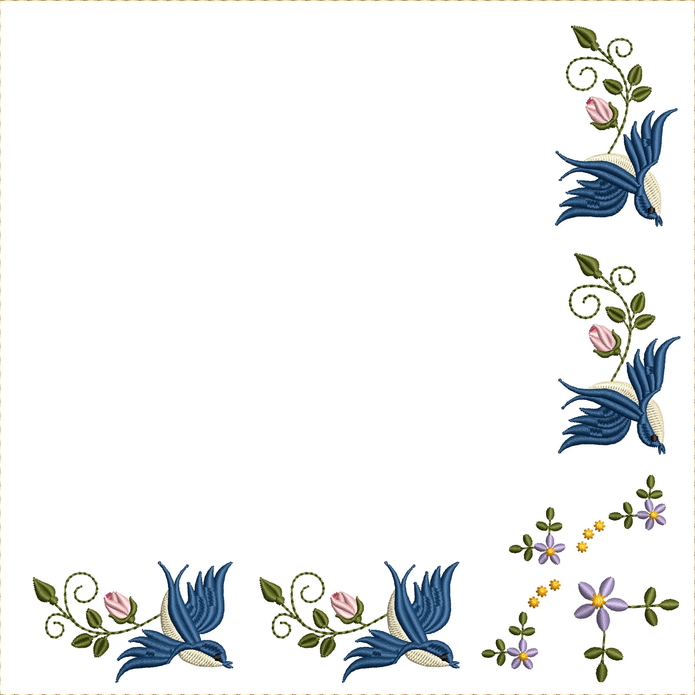 Bluebirds and Roses Quilt Blocks 8x8-31