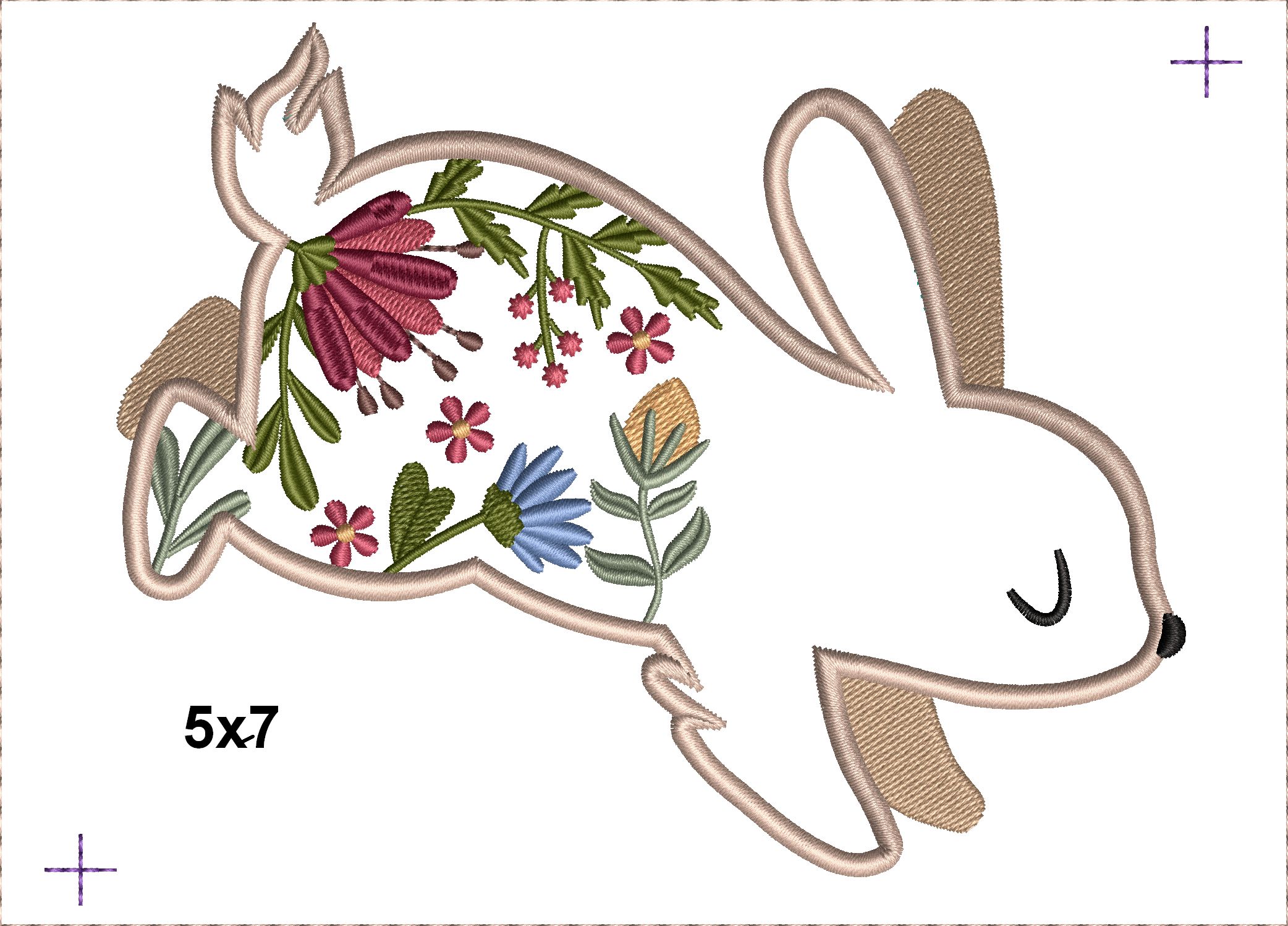 Floral Animal Applique 1-Rabbit-4