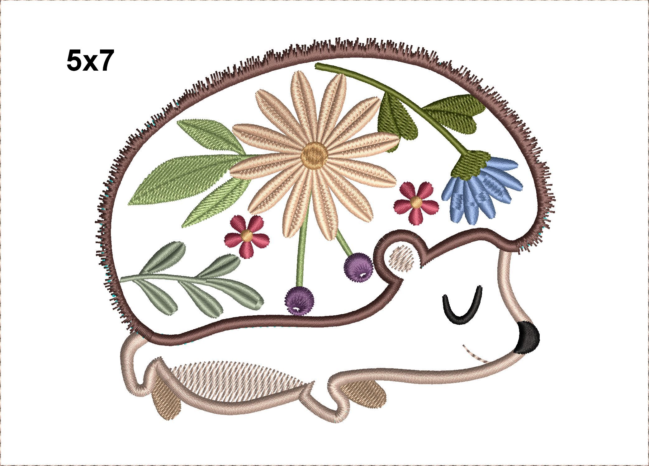 Floral Applique Hedgehog-3