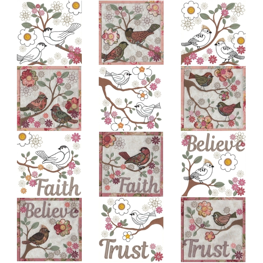 Shabby Chic Bird Blocks