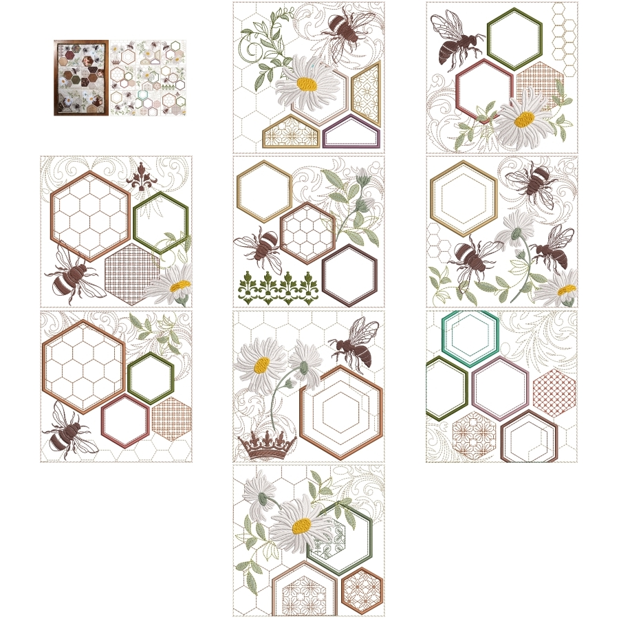 Honey Bee Quilt Blocks 6x6