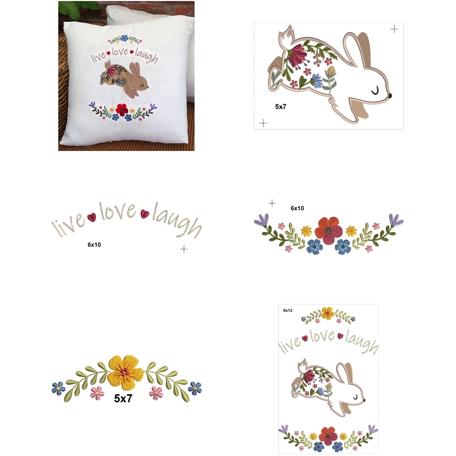 Floral Animal Applique 1-Rabbit