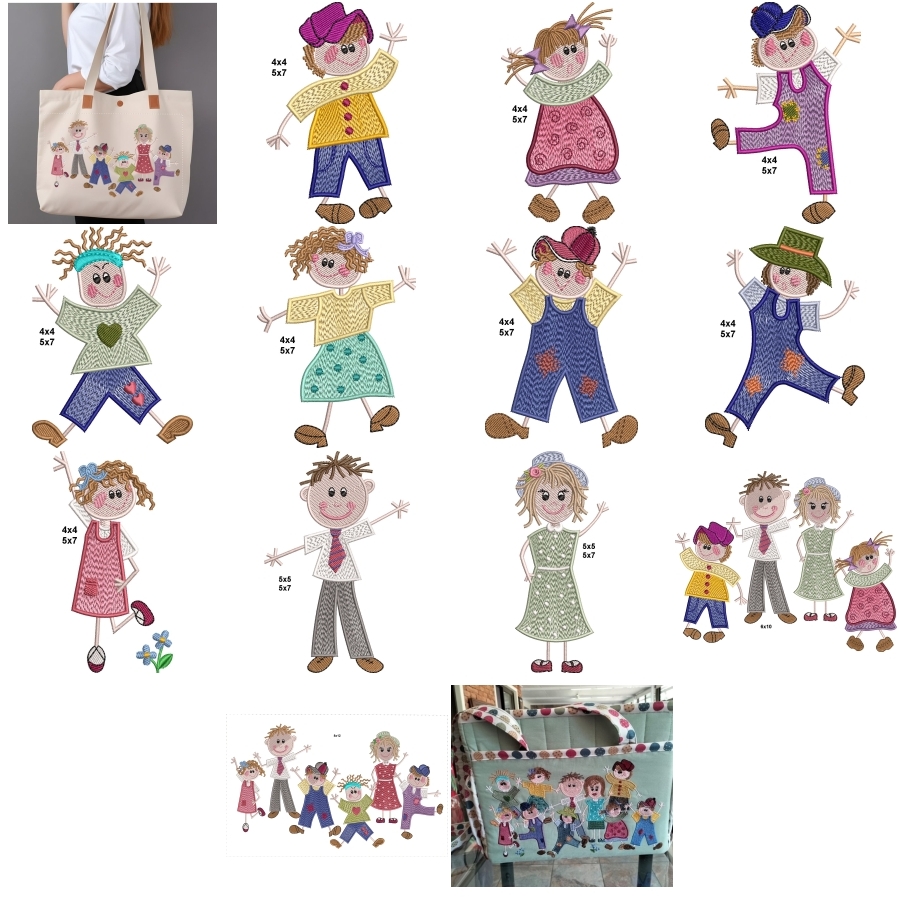 Stick Kids in Fill Stitch