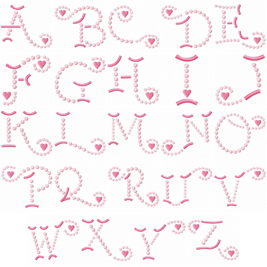 Small Candlewick and Heart Font 