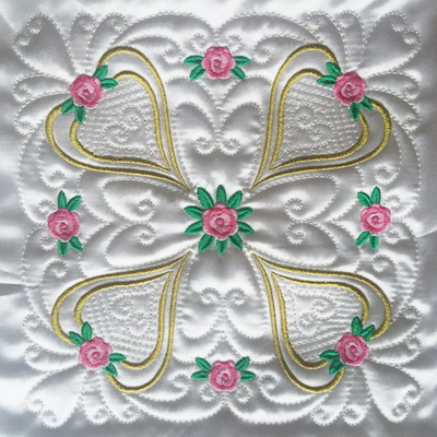 Trapunto Rose Quilt Block 3 -15