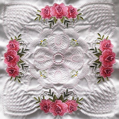 Trapunto Rose Quilt Block 7 -16