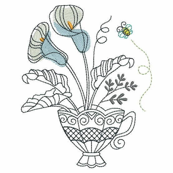 Sketched Teacup In Bloom-8