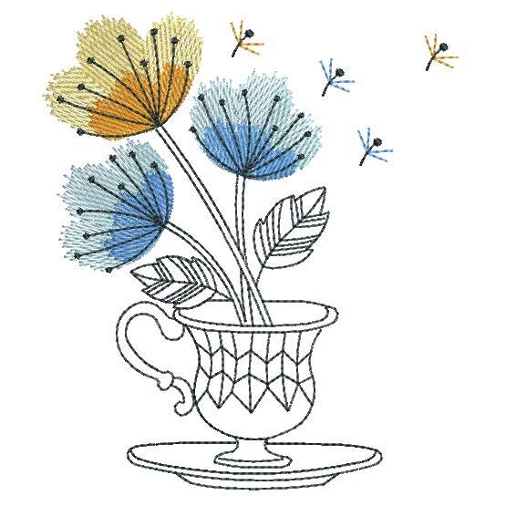 Sketched Teacup In Bloom-9