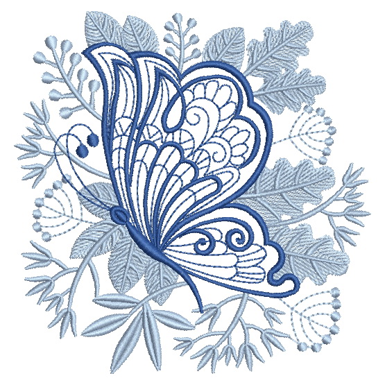 Bluework Butterfly Scene-3