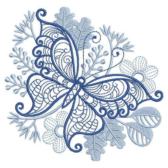 Bluework Butterfly Scene-4