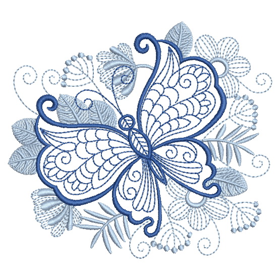 Bluework Butterfly Scene-5