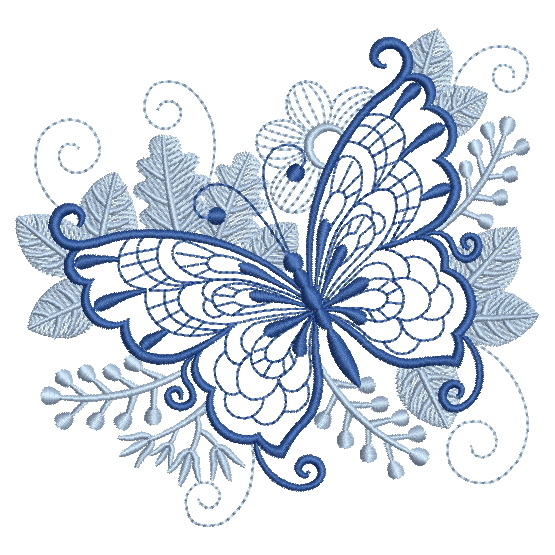 Bluework Butterfly Scene-7