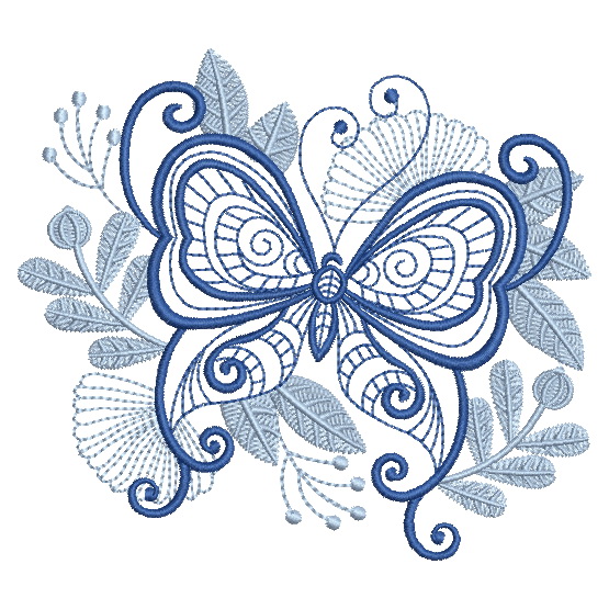 Bluework Butterfly Scene-8