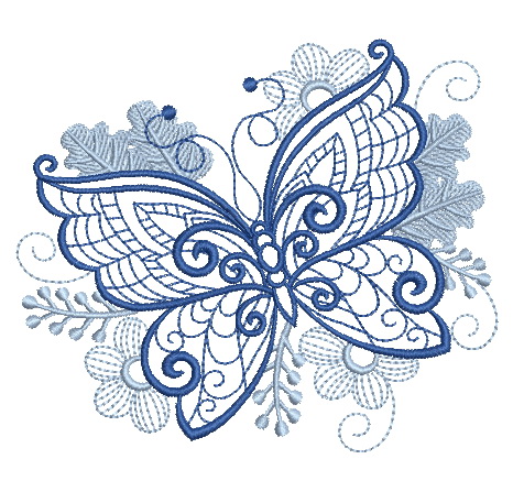 Bluework Butterfly Scene-11