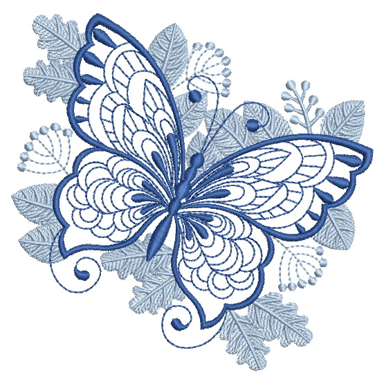 Bluework Butterfly Scene-12