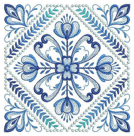 Delft Blue Quilt Block 2-3