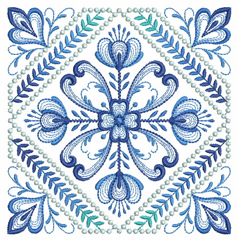 Delft Blue Quilt Block 2-3