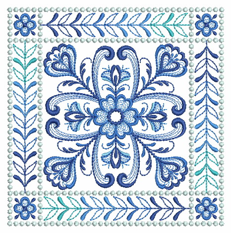 Delft Blue Quilt Block 2-4