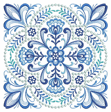 Delft Blue Quilt Block 2-7