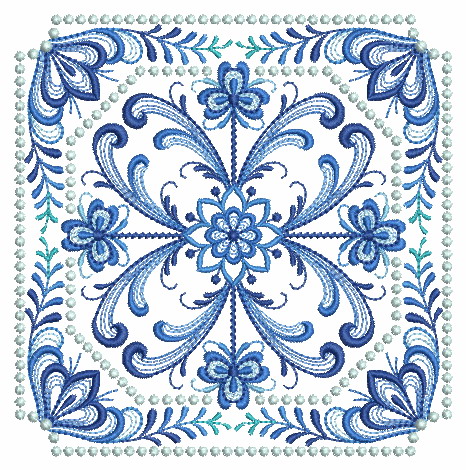 Delft Blue Quilt Block 2-9