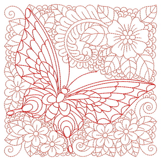 Redwork Butterfly Quilt-3