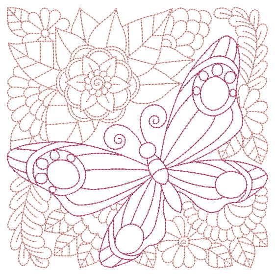 Redwork Butterfly Quilt-10