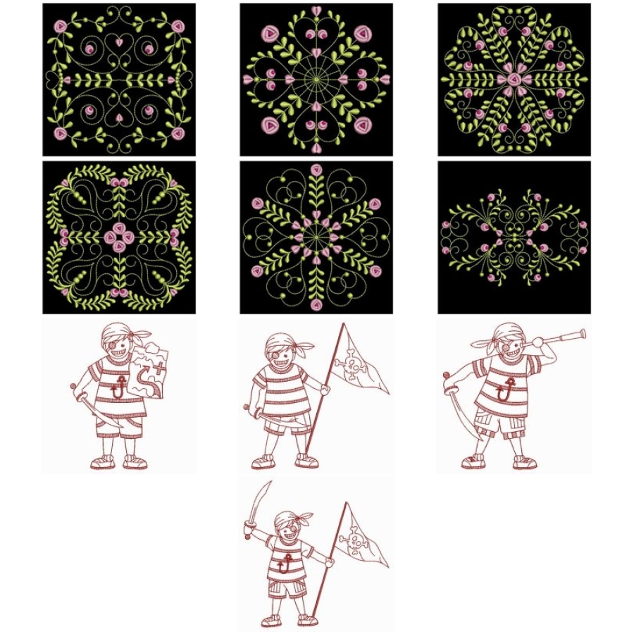 Redwork Pirate Boy 