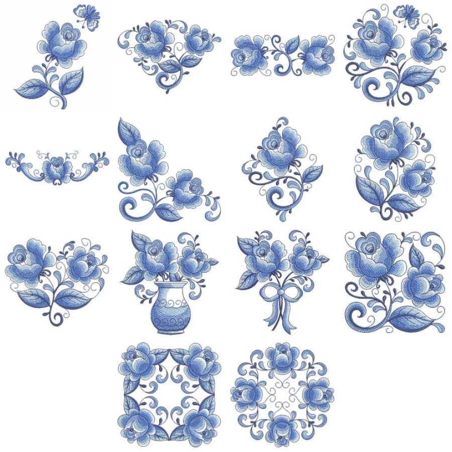 Delft Blue Roses 2 