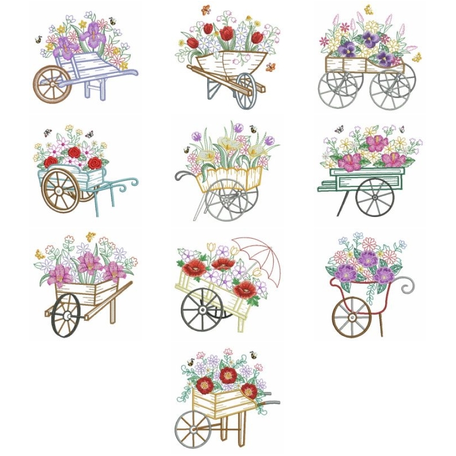 Vintage Floral Wheelbarrow 