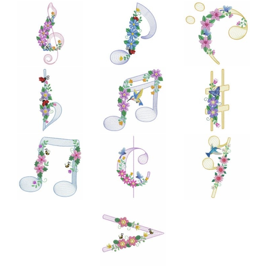 Floral Music Notes 