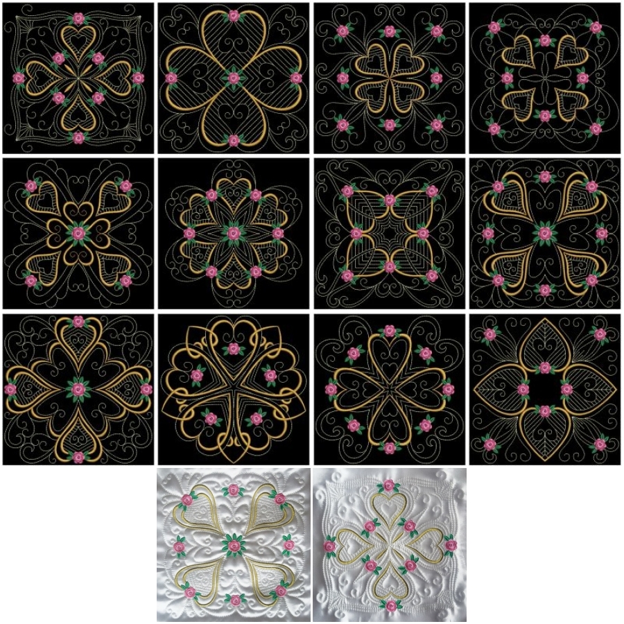 Trapunto Rose Quilt Block 3 
